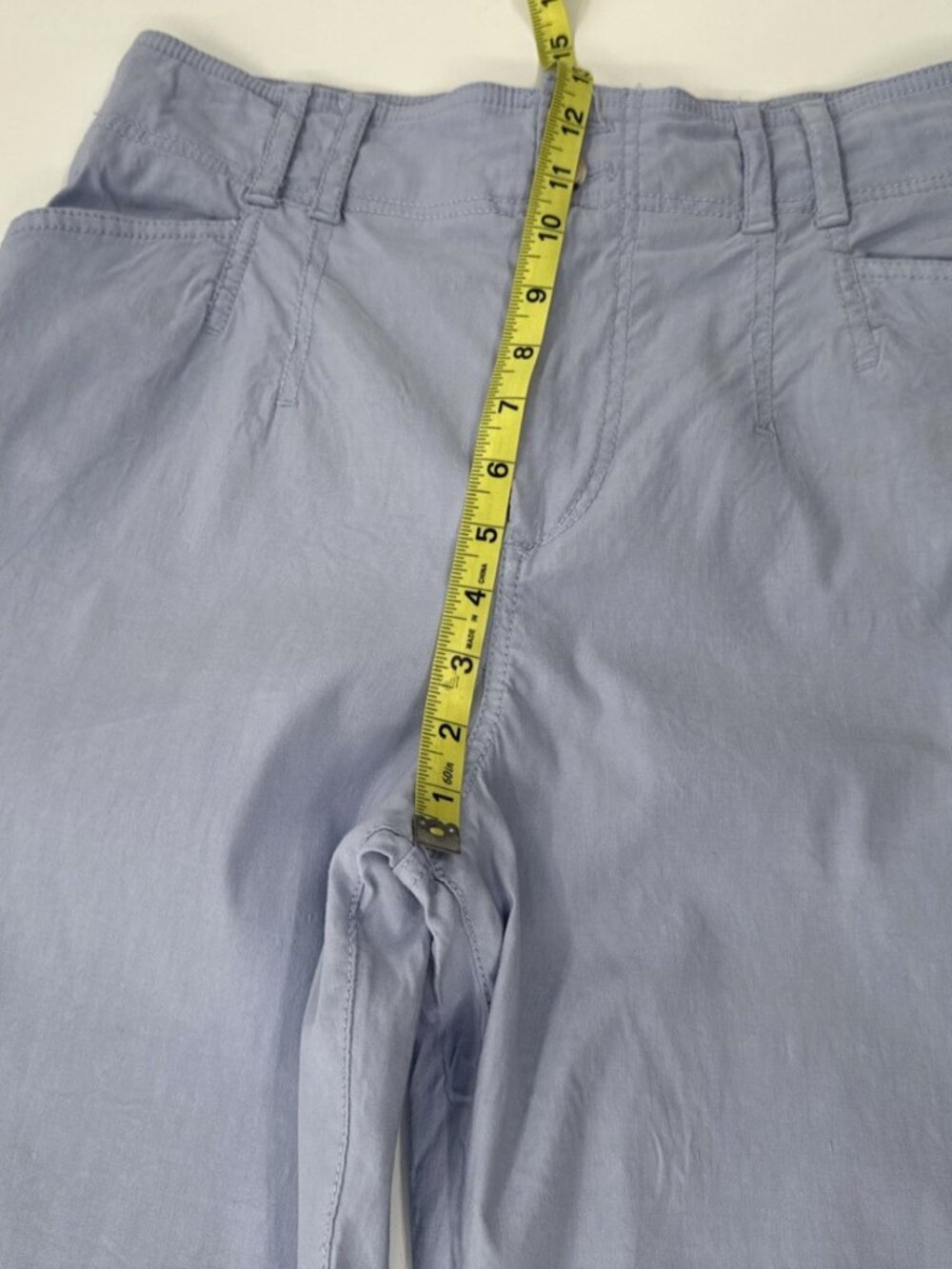 Anthropologie Pants Womens 30x26 Blue High Waist Wide Leg Flare Linen Stretch - Picture 10 of 15